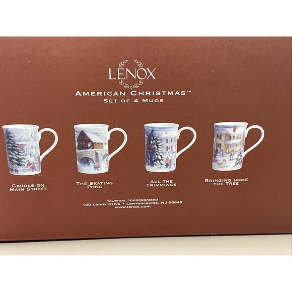 Vtg LENOX for the Holidays Mugs Set Of 4 AMERICAN CHRISTMAS 4 1/2" - Picture 15 of 15